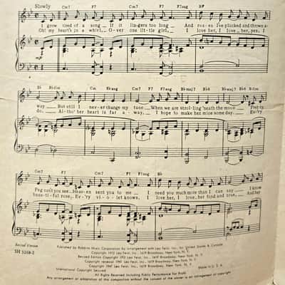 (VINTAGE/USED Sheet Music) Peg O' My Heart - Piano/vocal/Chord Names image 2