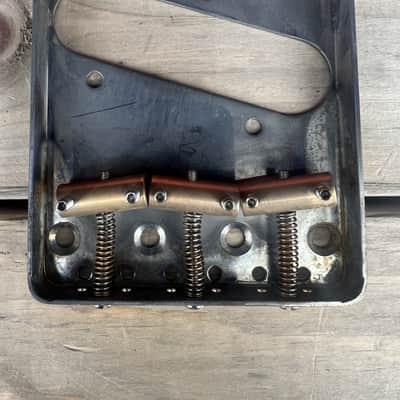 Real Life Relics  Aged Nickel Vintage Telecaster® Bridge with Aged Brass Compensated Slant Saddles   [D6] image 2