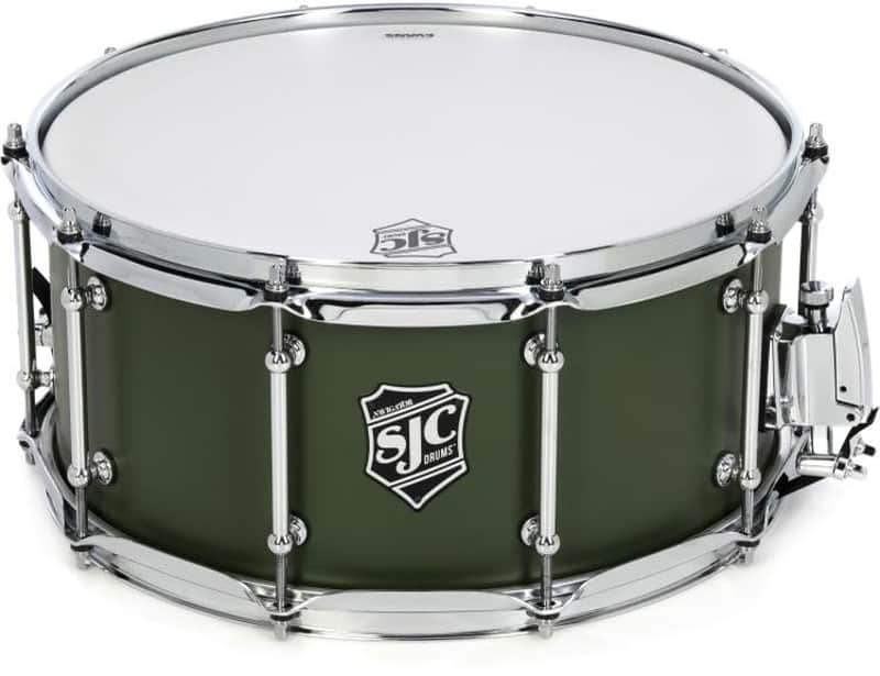 SJC Custom Drums Navigator Snare Drum - 6.5 inches x 14 inches, Deep Olive Green image 1