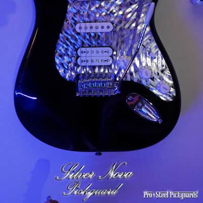 Silver Nova Stainless Steel Pickguard for Fender Stratocaster HSS Pro Steel Chrome Metal Strat Guard image 15