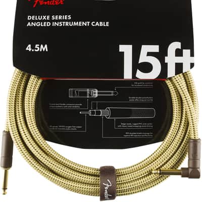 Fender Deluxe TWEED Guitar/Instrument Cable, Straight-Right Angle, 15' ft image 7