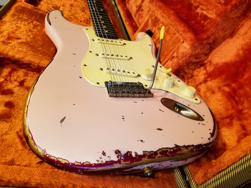 American Fender Stratocaster Standard Shell Pink Over Candy Apple CS Fat 50's image 1