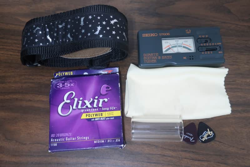 Quick I Have A Folk Gig Next Week 1 Acoustic Elixir Brand 10s Glass Slide Guitar Picks & Strap image 1