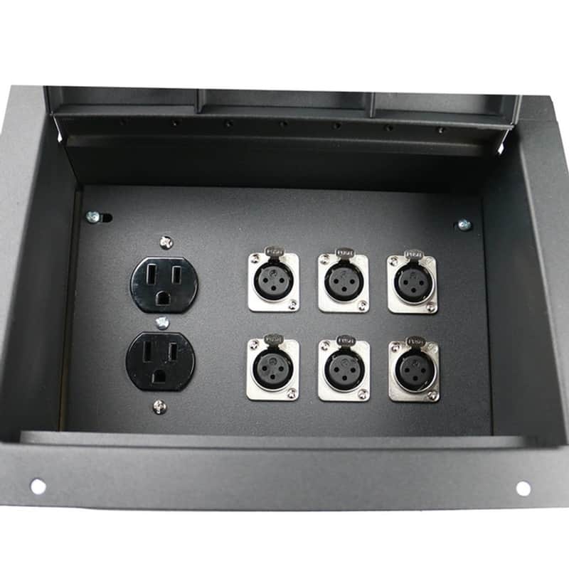 Elite Core FBL6+AC Recessed Floor Box With 6 XLRF + Duplex AC with Back Box image 1