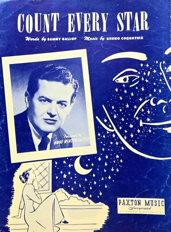 (USED/VINTAGE Sheet Music) Count Every Star - Hugo Winterhalter - Piano/Vocal/Guitar image 1