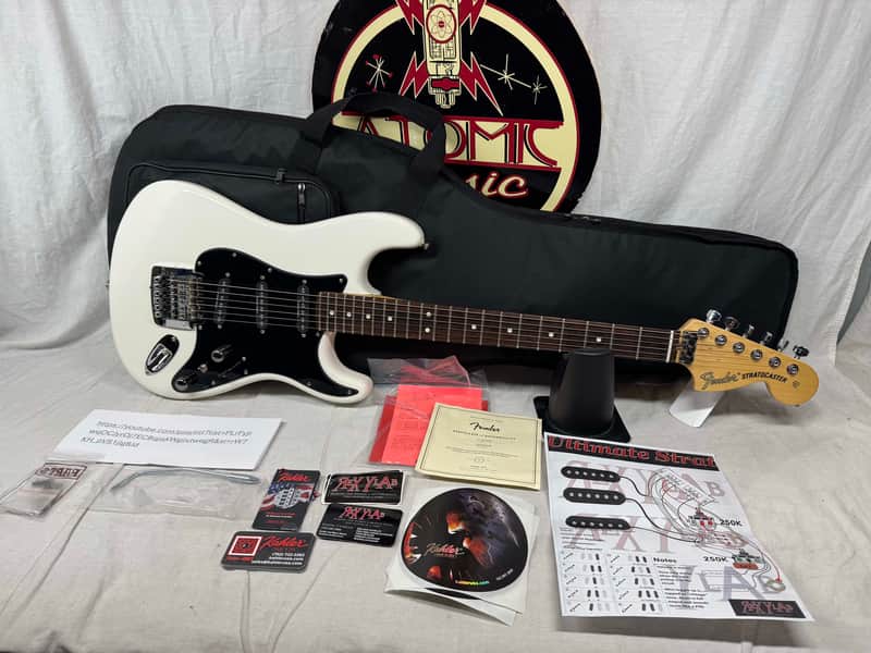 Fender American Performer Stratocaster Guitar with Rexylab Ultimate Strat upgrades/mods + Case 2023 - Arctic White / Rosewood fingerboard image 1