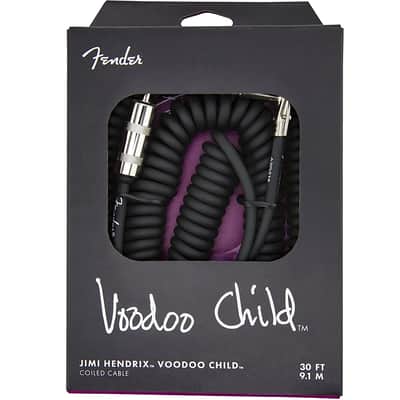 Fender Jimi Hendrix Voodoo Child Straight / Angled TS Coiled Instrument Cable - 30'