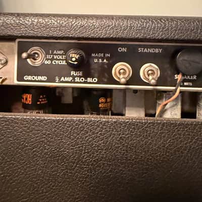 1965 Fender Deluxe Reverb 2-Channel 22-Watt 1x12" Guitar Combo Blackface Vintage with Anvil Flight Case image 7