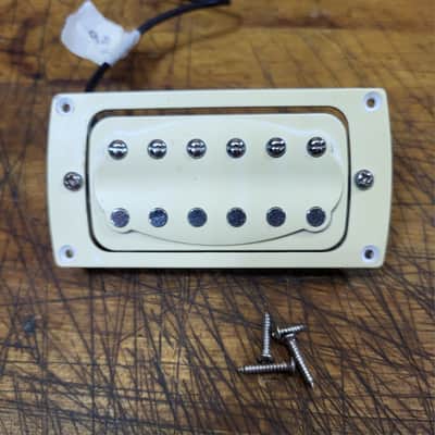 Used Unknown Cream Cover Electric Guitar Humbucker Pickup with Surround 9.0K Installation Screws Luthier Project Parts image 2