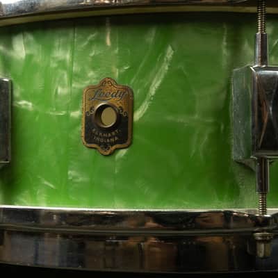 1930s Leedy 5x14 Broadway Standard Green Pearl Snare Snare Drum image 9