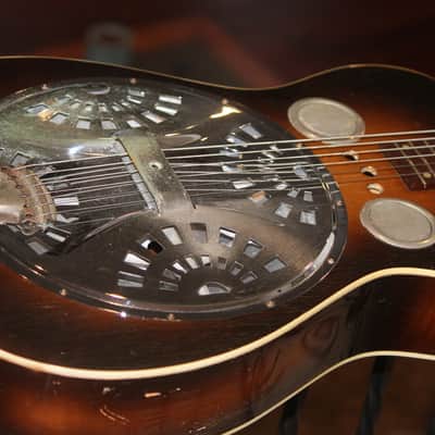 1930s -70s vintage USA Dobro resonator slide guitar nice square neck National with case image 5