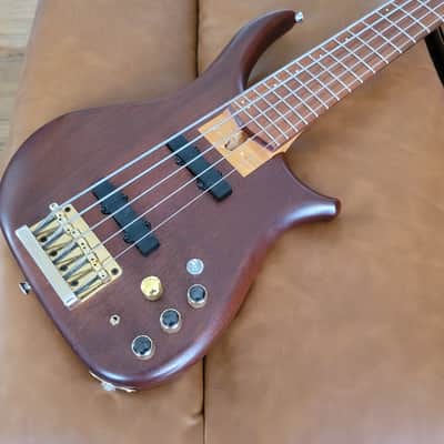 Rare U.S. Masters EP5J 5-String Bass – Natural Walnut Brown – USA Made – Active EQ – Figured Maple Neck – Gold Hardware image 5