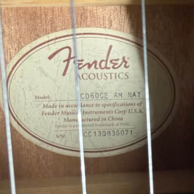 Fender CD-60SCE All-Mahogany 2017 - Present - Natural image 11