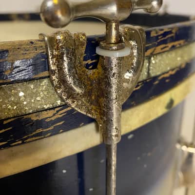 Slingerland Swingster Ensemble 22x12 Bass Drum and 14x5.5 Student Model Radio King 1955-1959 Blue/silver duco image 10