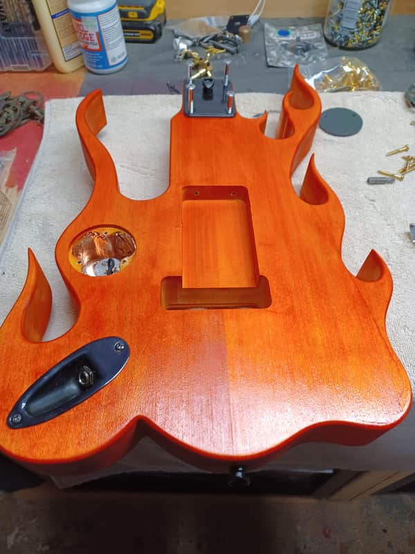 KNE Steve Vai Flame Body 2022 Yellow/ Orange Dye. FINAL PRICE DROP, Doesnt sell, I ll build another guitar. image 1