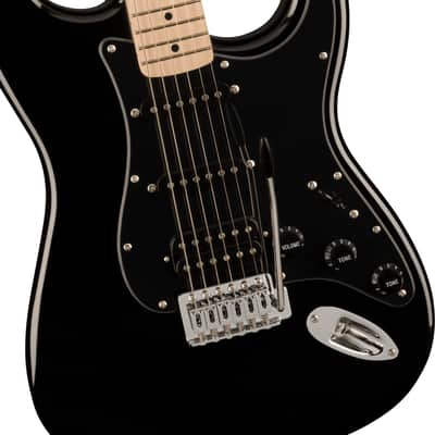 Squier Sonic Stratocaster HSS, Maple Fingerboard, Black Pickguard, Black image 1