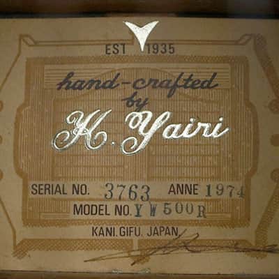 Vintage 1974 Vintage Acoustic guitar K YAIRI YW-500R Solid Spruce Made in Japan image 22