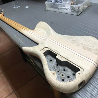Warrior Isabella 5 string 20th Anniversary Bass 2015 - Very Special Ordered Buckeye Burl & Spalted Maple many factory photos of the build. image 22