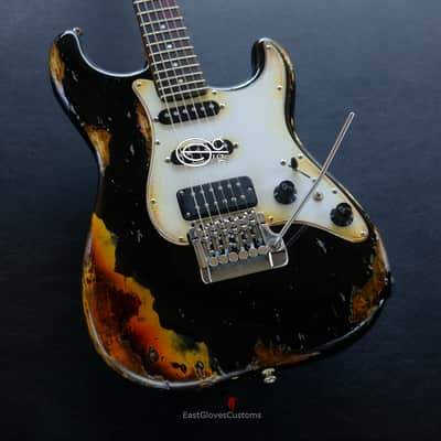 Fender Deluxe Comtemporary Stratocaster Floyd Rose System III Tremolo Black MIJ Relic Aged (RARE) image 1