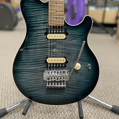 Ernie Ball Music Man Axis Flame Top Electric Guitar Yucatan Blue w/ Hard Case image 14