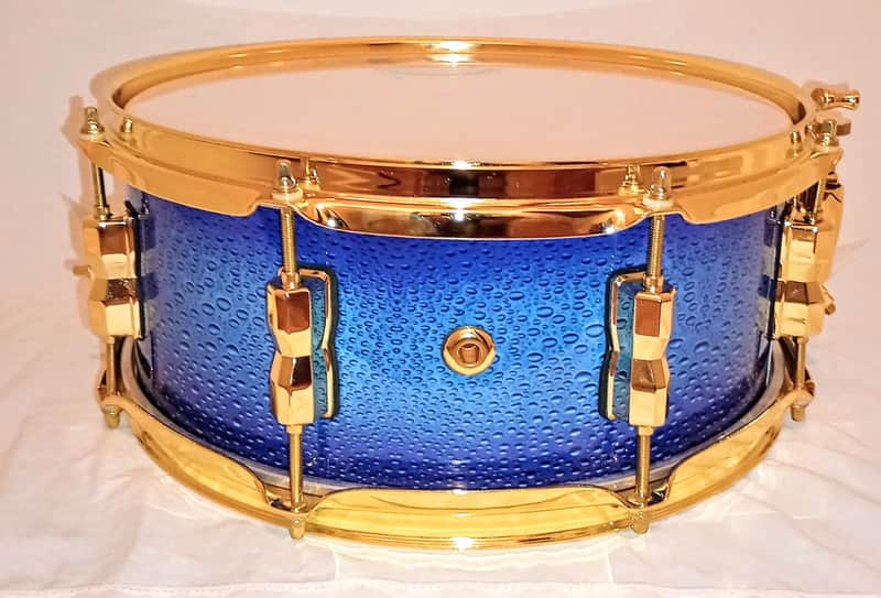 MP CUSTOM MAPLE WARRIOR SERIES SNARE DRUM (C VIDEO) BOTTOM RE-RING 2025 - BRASS/BLUE BUBBLES - FREE SHIP TO C-USA! image 1