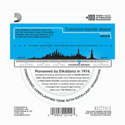 D'Addario EJ16 Phosphor Bronze, Light 12-53 Acoustic Guitar Strings image 4