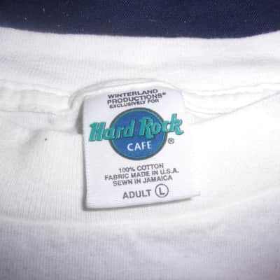 Hard Rock Cafe Chicago IL with 4 Gibson Les Paul Electric Guitars on Back Large white  Shirt Tshirt image 5