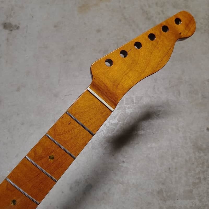 Flame Roasted Maple Tele Neck fits fender Telecaster body 21 frets 50s Gloss image 1