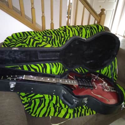 Epiphone Custom Shop P93 Riviera Red Metallic Pearl Stunning Silver Glitter Binding, Hardshell Case image 2