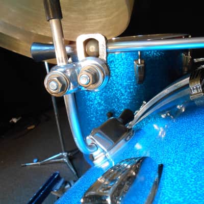 Ludwig, Blaemere Fiberglass, Custom 1969 Blue Sparkle, Beige image 6