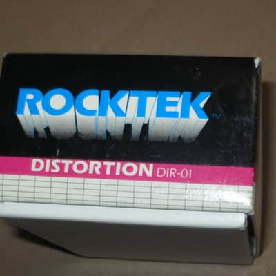 very lightly handed (very clean, but has some aging) Rocktek EMPTY BOX + original Owner's Manual & original Warranty/Registration paperwork ONLY for DIR-01 Distortion (NO pedal) mid to late 1980s, Cardboard, GRAPHICS on Lid: Pink,Blue,Black,Aged White image 8