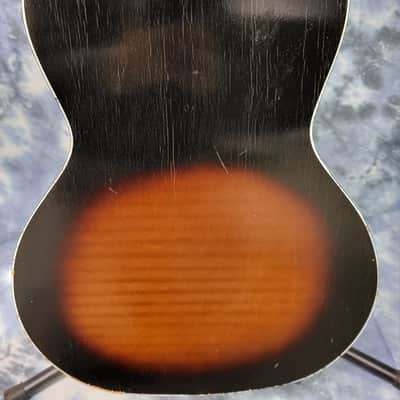 1960's Old Kraftsman by Kay Musical Note Faux Tiger Stripe Parlor Student Guitar Pro Setup New Strings Newer Gigbag image 13
