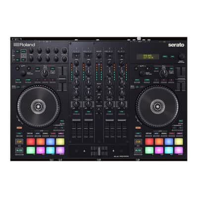Roland DJ-707M Compact Rugged Mic Section Dual USB Ports Anti-Feedback Loudspeaker Management Four-Channel Four-Deck Serato DJ Controller