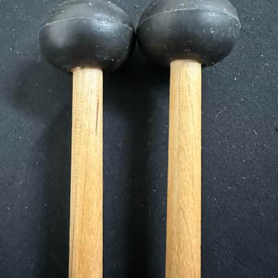 Vintage Mike Balter 1B Oval Black Rubber, Extra Soft Marimba Mallets, Birch - MINT image 4