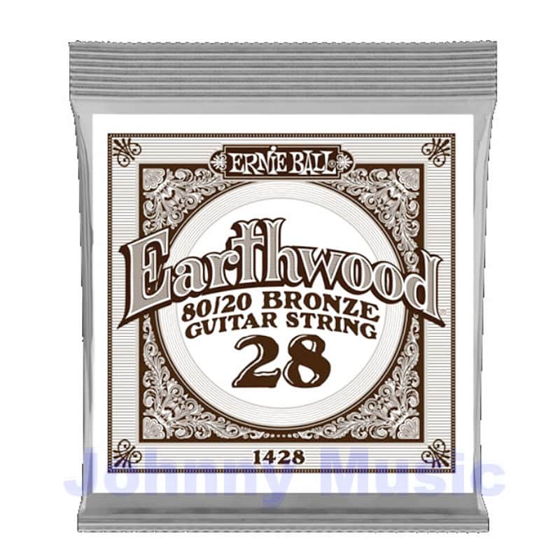 .028" Earthwood 80/20 Bronze Wound Over Brass-Plated High-Carbon Steel Hex-Core Acoustic Guitar Single String image 1