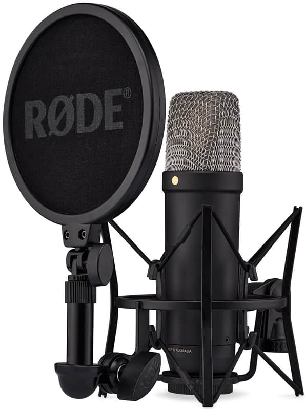 Rode NT1 5th Generation Condenser Microphone, SM6 Shock Mount, Pop Filter, Black image 1