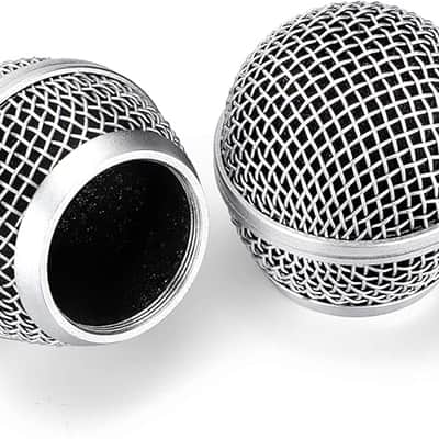 4PCS Microphone Head Replace, Grille Mic Replacement Ball Head, Microphone Grille Ball with Inner Foam, Steel Mesh Microphone Grille Heads, Grille Ball Type Fits for SM58 SM58S BETA58 - Silver image 2