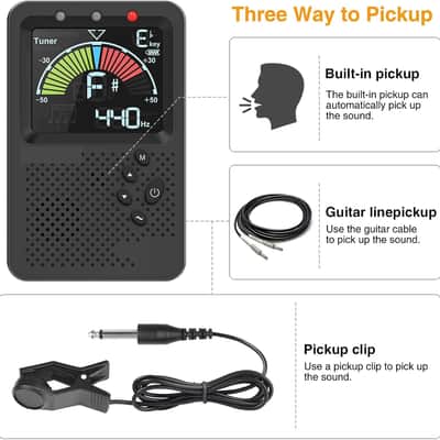 Metronome Tuner, Rechargeable 3 In 1 Digital Metronome with Vocal Count, Tone Generator Tuners for Guitar, Bass, Violin, Ukulele, Chromatic, Clarinet, Trumpet, Flute, All Instruments, Black image 3