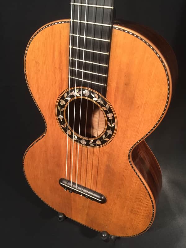 1850 Early romantic small body guitar in excellent un-restored condition with Original wood case image 1