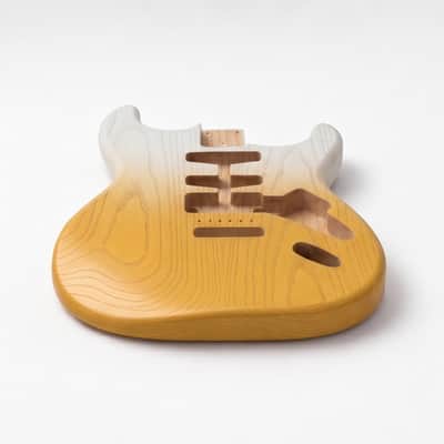 Stratocaster Guitar Body, white yellow Stained Ash Body, Right & Left Handed, HHH HSS SSS Pickup Routing, Custom Strat Replacement Body image 5