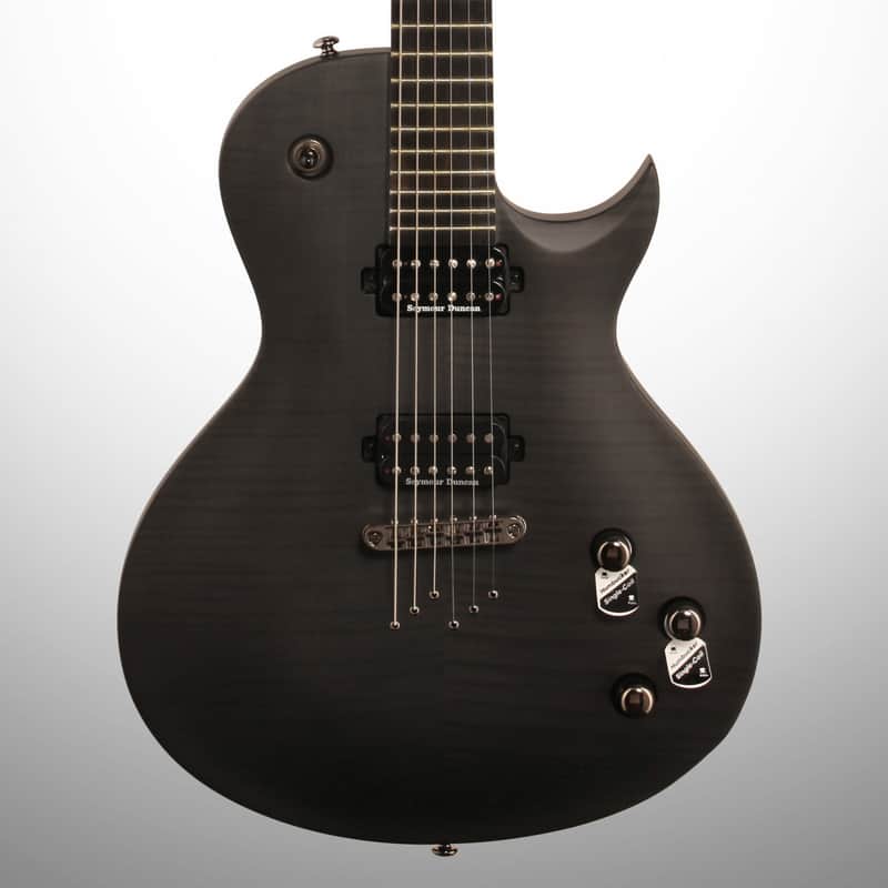 Washburn PXL10FTBM Parallaze Singlecut Flame Top Transparent Matte Black image 1