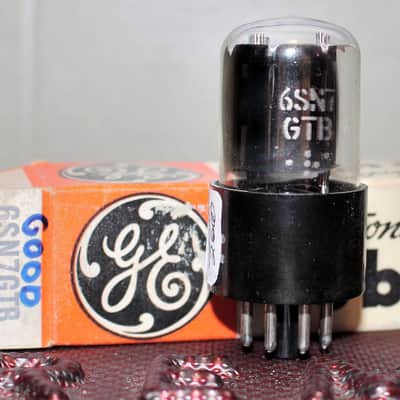 GE 6SN7GTB 6SN7GT TIGHT BALANCE SIDE D GETTER GRAY PLATE TEST NOS IN BOX VINTAGE 1955 image 2