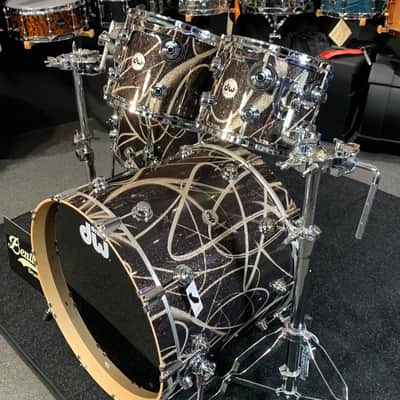 ~NEW~ DW Collector's Series 333 Maple 4-Piece 10/12/16/22 Drum Kit Set in Smoke Glass Contrail FinishPly w/ Chrome Hardware image 2