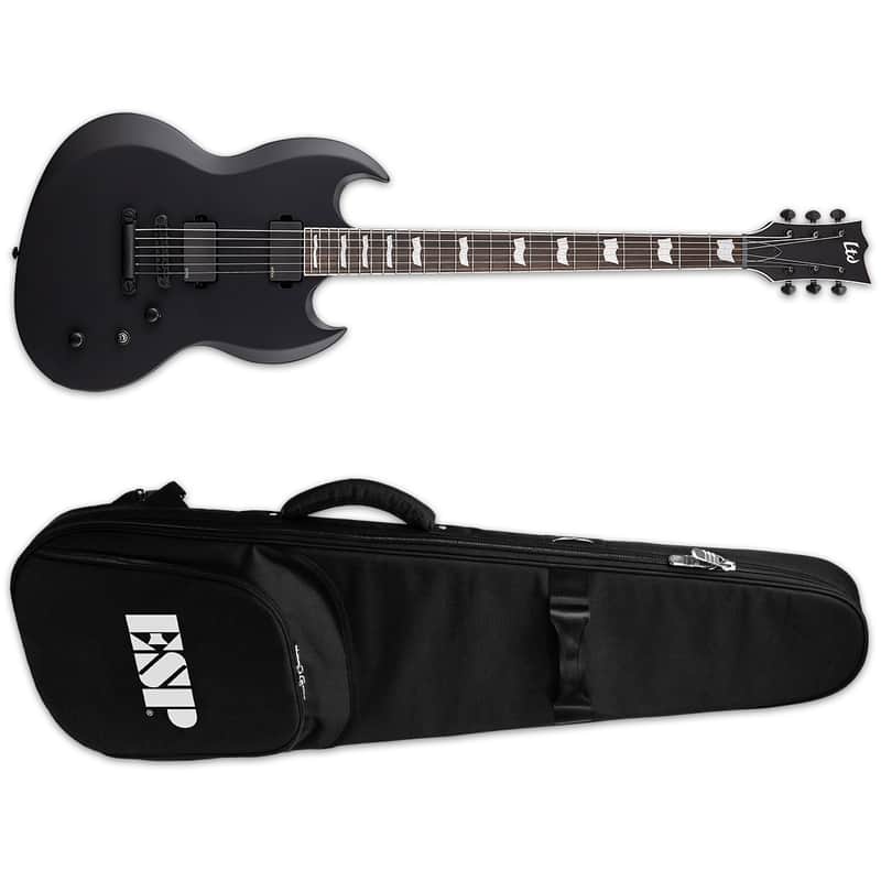 ESP LTD Viper-400 Baritone Black Satin Electric Guitar + ESP TKL Gig Bag - Brand New! image 1