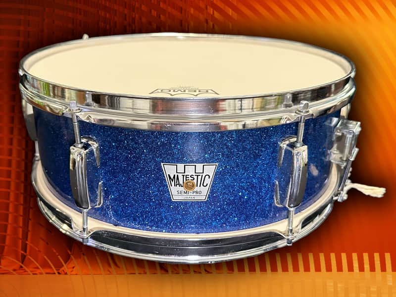 Majestic Drums 5x14" 6-Lug 'Stencil' Snare Drum (1960s) in Blue Sparkle image 1