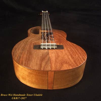 Handmade Tenor Ukulele, Solid Macassar Ebony, Abalone & MOP Inlay, Soft-bag, Bruce Wei UKB17-2027 image 9