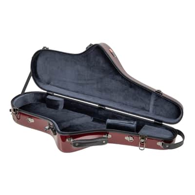 Crossrock Fiberglass Case for Tenor Saxophone with Removable Shoulder Straps-Red image 5