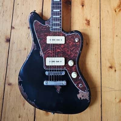 Custom Jazzmaster black electric guitar relic with P90 pickups 2025 image 2