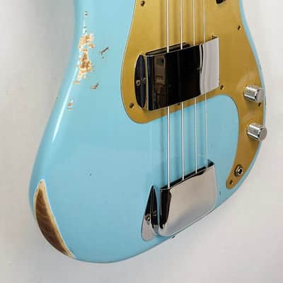 Fender Custom Shop P-Jazz Relic Ash Body Electric Bass Guitar Daphne Blue image 7