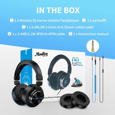 Adapter-Free Closed Back Over-Ear DJ Stereo Monitor Headphones Professional image 6